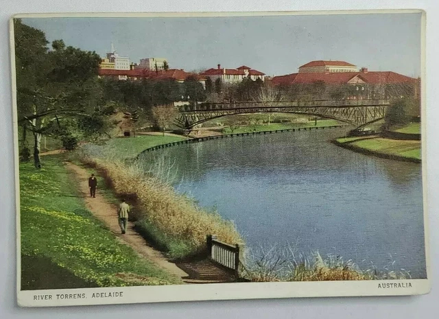 Postcard River Torrens Adelaide Australia Walk by Water with Bridge A4