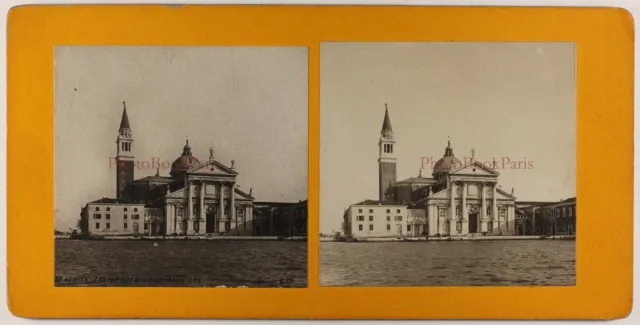Italien Venedig San Giorgio Maggiore c1900 Foto Stereo Vintage Analog P70L5n