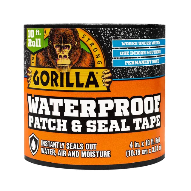 GorillaGlue Waterproof Patch & Seal Black Tape Permanent Bond 101mm x 3.04 m