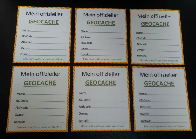 Aufkleber für Geocaching Logbuch 6 Stück