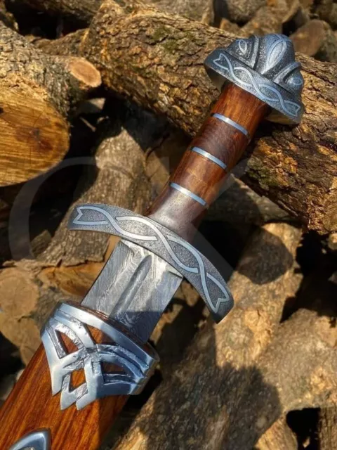 Medieval Hand Forged Viking Sword Damascus Steel With Scabbard Battle Ready GK