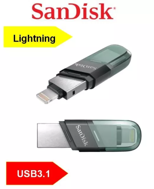 Sandisk 32Go 64Go 128Go Lecteur flash iXpand Flip USB 3.1 pour iPhone / iPad FR