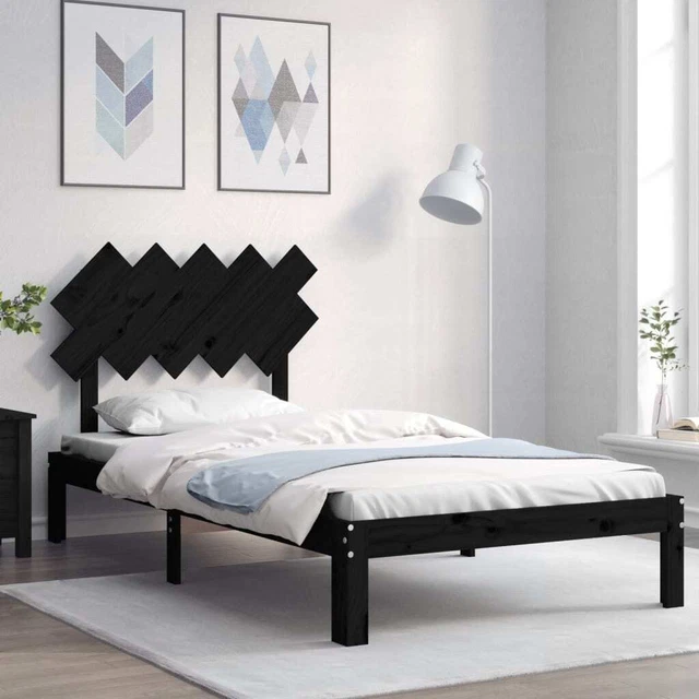 Giroletto con Testiera Nero 100x200 cm in Legno Massello vidaXL