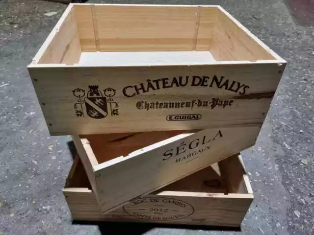 FRENCH 3 BOTTLE MAGNUM Wooden Wine Box Crate Shabby Chic Home Storage