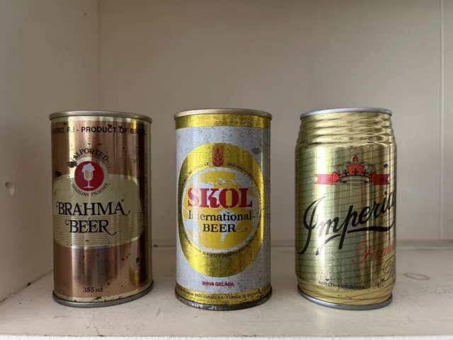 Skol International By Brazil Caracu, Brahma, Imperial Bolivia, Steel Beer Cans