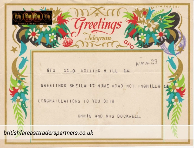 VINTAGE UK General Post Office (GPO) COLLECTABLE Greetings TELEGRAM CARD