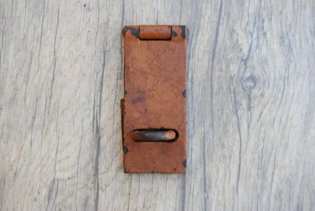 Vintage iron drawer dresser tool box chest trunk drop lifting latch lock ornate