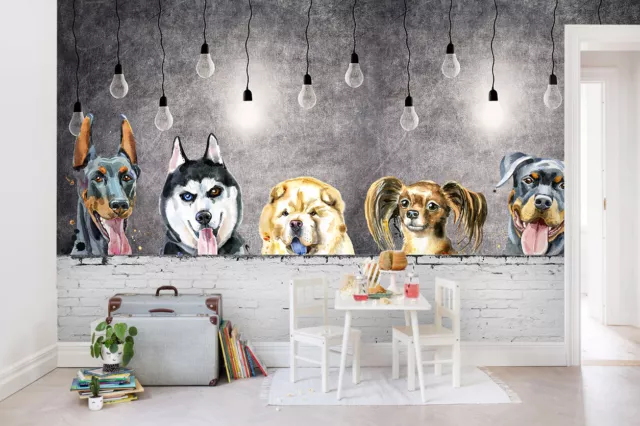 3D Cute Dogs Wallpaper Wall Mural Removable Self-adhesive Sticker 863