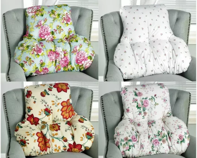 Back & Lumbar Support Cushion *FITS MOST CHAIRS* Floral Prints *MADE IN UK*