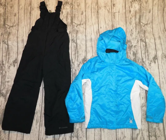 Spyder Ski Suit Snow Jacket Columbia Pants Bibs Hood Insulated 2 Piece Girl's 8