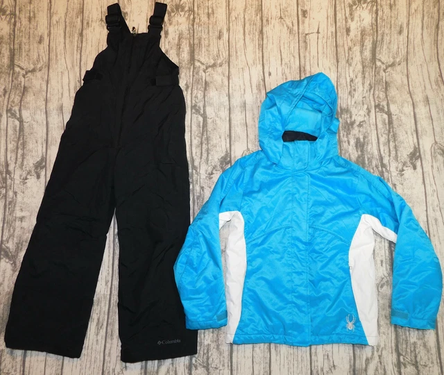 Spyder Ski Suit Snow Jacket Columbia Pants Bibs Hood Insulated 2 Piece Girl's 8