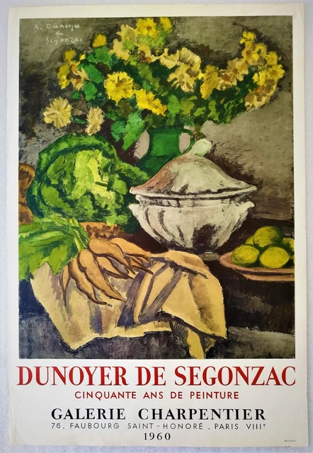 DUNOYER DE SEGONZAC ANDRé affiche originale lithographie MOURLOT exposition 1960