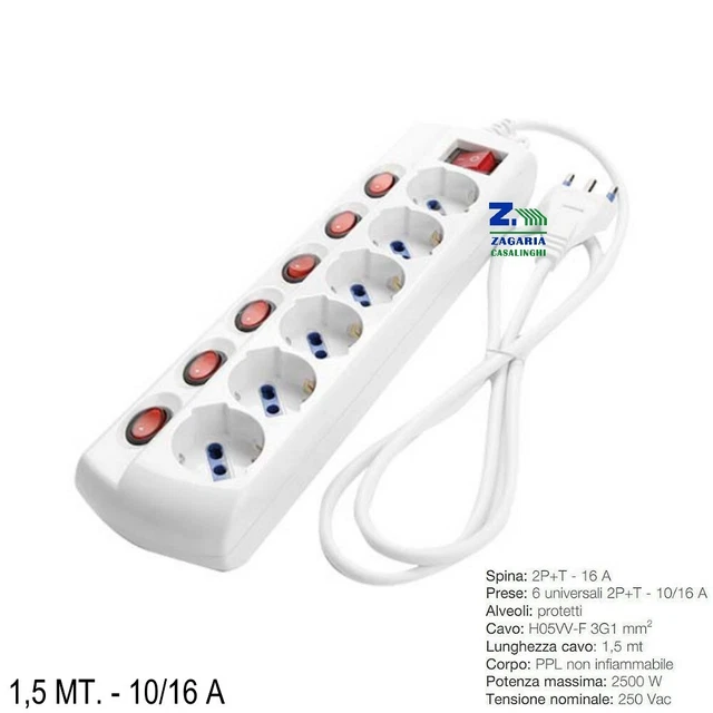 Partycolare- Multipresa 9 Posti - 3 Prese Schuko 6 Bipasso - Foto 8