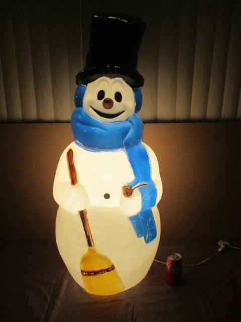 HUGE Vintage FROSTY THE SNOWMAN Blue Scarf Lighted Christmas Blow Mold 43"