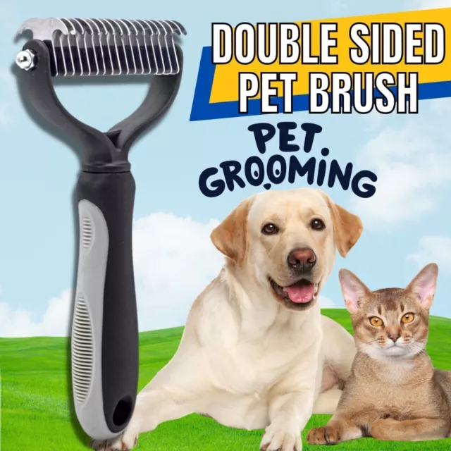 Pet Deshedding Brush Dog Cat Hair Remover Mitt Massage Brush Grooming Brush Comb 2