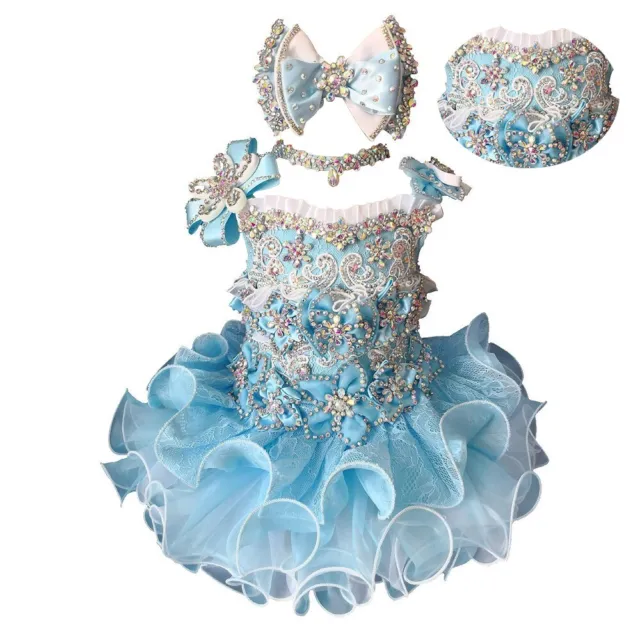 Jenniferwu Infant Toddler Baby Girl Handmade Beaded Birthday Princess Dress