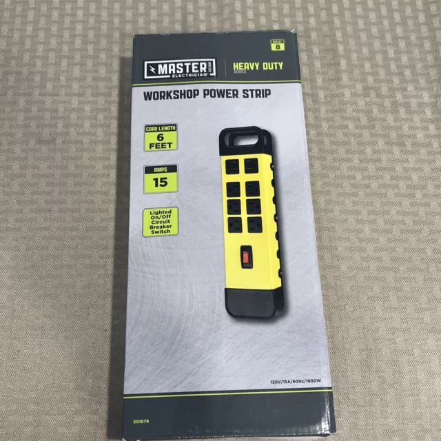 Master Electrician PS-825 Black 8 Outlet Heavy Duty Metal Power Center New