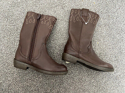 New Clarks Lovely Girls Real Leather Brown Boots Shoes Size 7 G UK 25 W EU