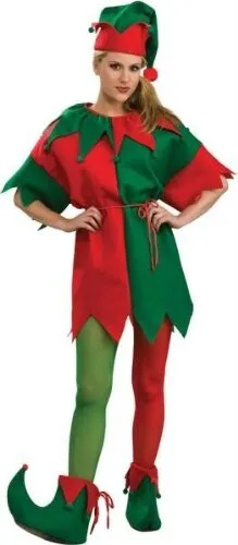 Rubie's ELF JESTER ADULT SZ Large TIGHTS! One Leg Red & One Leg Green STOCKINGS!