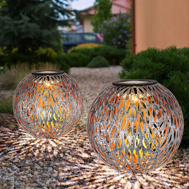 Außenlampe Solarleuchte Erdspieß Gartenleuchte Steckleuchte Akku Gold LED 2x