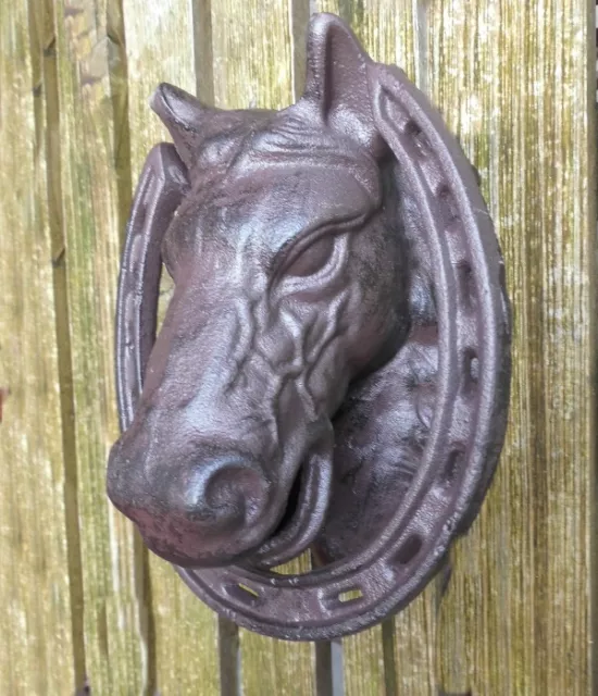 Heurtoir de Porte Cheval Fer Antique Nostalgie Style Cottage Fer Fonte