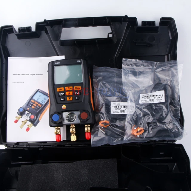 Testo 550 Refrigeration Digital manifold Gauge Pressure kit 0563 1550 w 2Probes