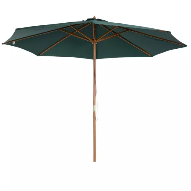 (3m) Fir Wooden Garden Parasol Bamboo Sun Shade Patio Outdoor Umbrella Canopy