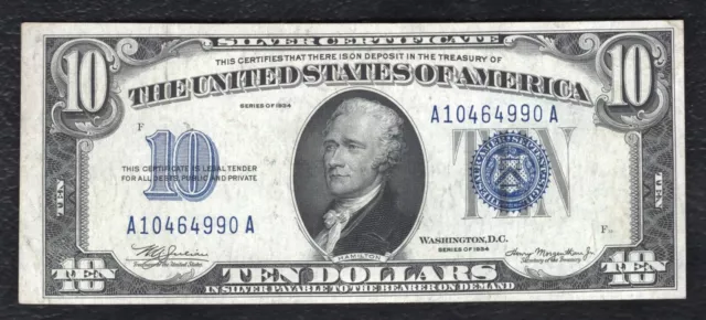 Fr. 1701 1934 $10 Ten Dollars Silver Certificate Note About Uncirculated