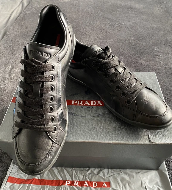 Mens white hotsell prada trainers