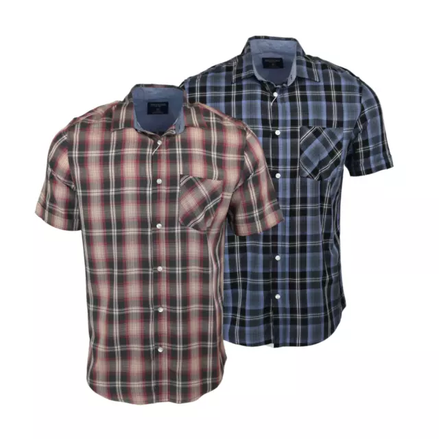 Men's Springfield Check Summer Quality Holiday Work Casual Short Sleeve Shirts