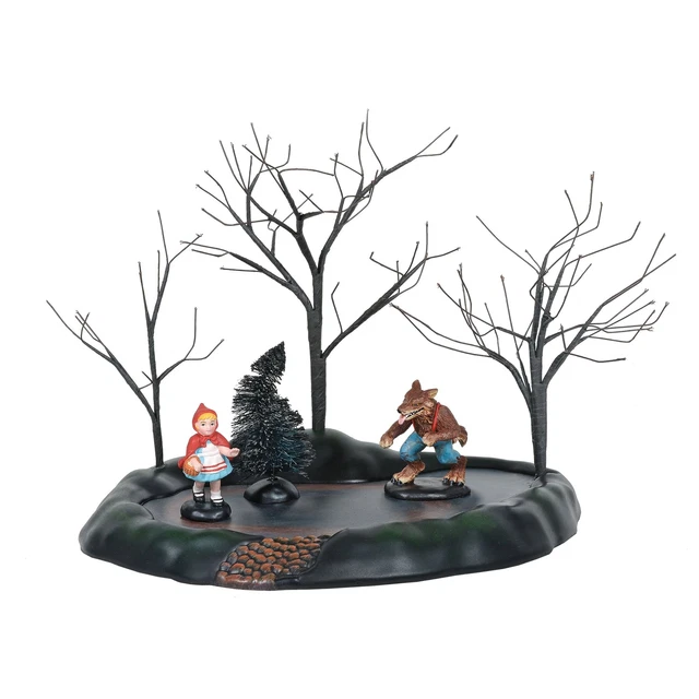 Department 56 Halloween Village Accessories Little Red Riding Hood Animated Set