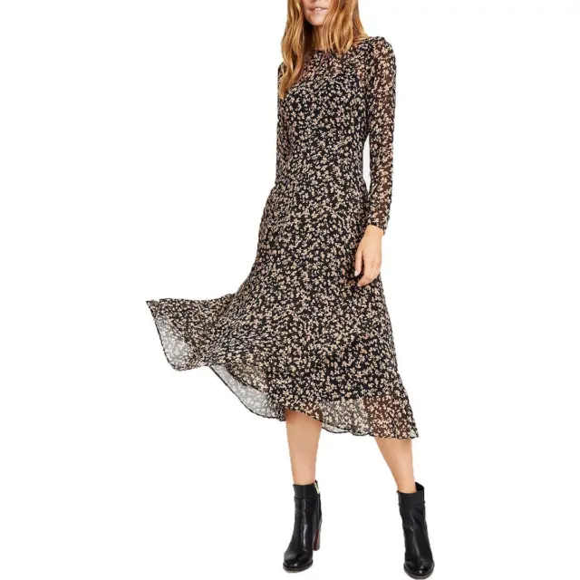 Tommy Hilfiger Womens Chiffon Faux Wrap Printed Midi Dress BHFO 3054