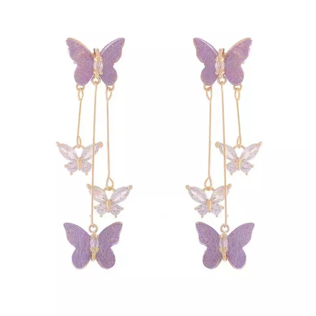 Purple Butterfly Earrings High-End New Tassel Earrings Women's Design Earring Ni