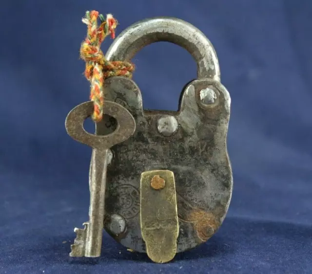 Iron Brass Padlock: Vintage Old Rare Handmade Key, Working Collectible Lock