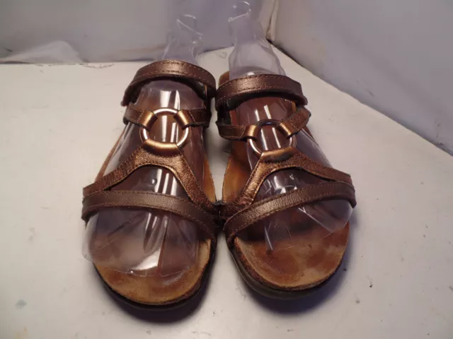 NAOT WOMENS 37 / 6 Carmen Copper & Brown Leather Ring Strappy Slides ...