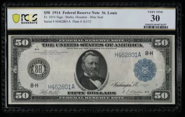 SC 1914 $50 St. Louis, MO FRN PCGS 30 Very Fine Fr.1054 (801A)