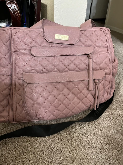 Steve Madden Blush Pink Quilted Diaper Bag Black Strap