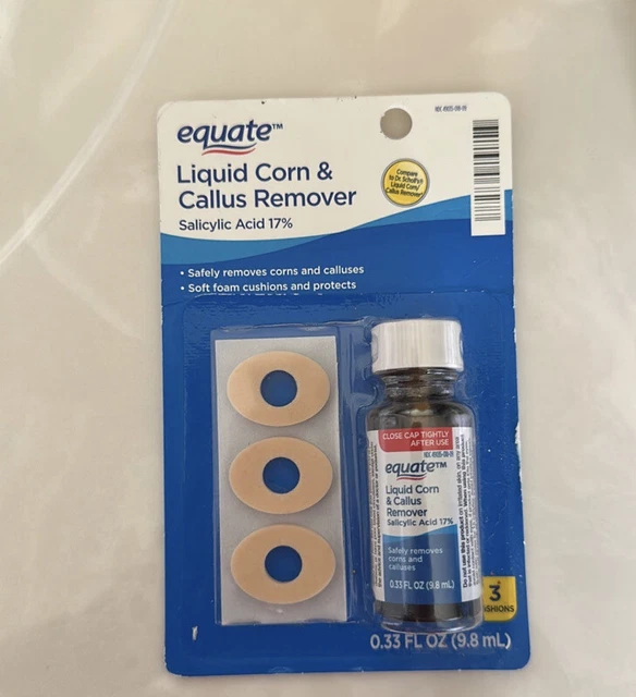 EQUATE LIQUID CORN & Callus Remover Salicylic Acid Cushions Foot Feet