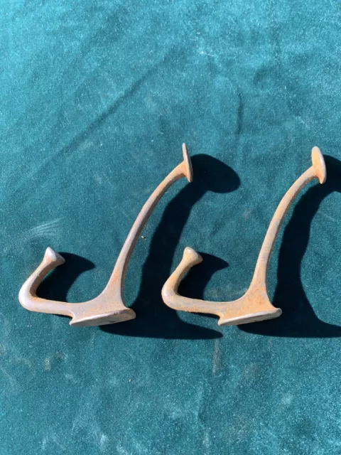 antique cast iron coat hooks X 2 Reclaimed
