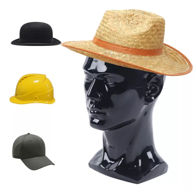 M nnlich Modellkopf PVC Per ckenkopf Dekokopf Mannequin Kopf H te Brille 50cm DE