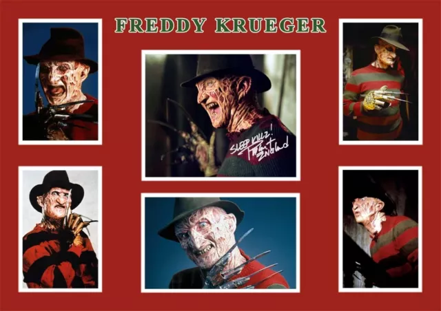 ROBERT ENGLUND Signed A4 Autograph PHOTO Montage Print Gift FREDDY KRUEGER