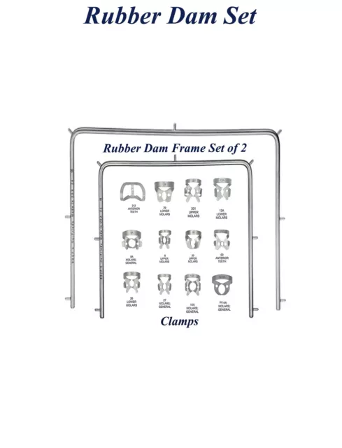 Dental Instrumente Klammern für Kofferdam Rahmen frames Set Rubber dam Clamps