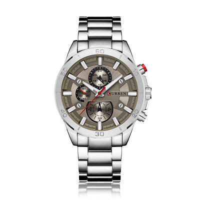 OROLOGIO POLSO CURREN 8050 UOMO ANALOGICO QUARZO MODERNO ACCIAIO DATA BIA 