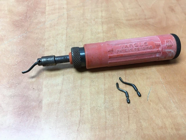 Vintage VARGUS Red Handle Deburring Tool  w/ 3 bits