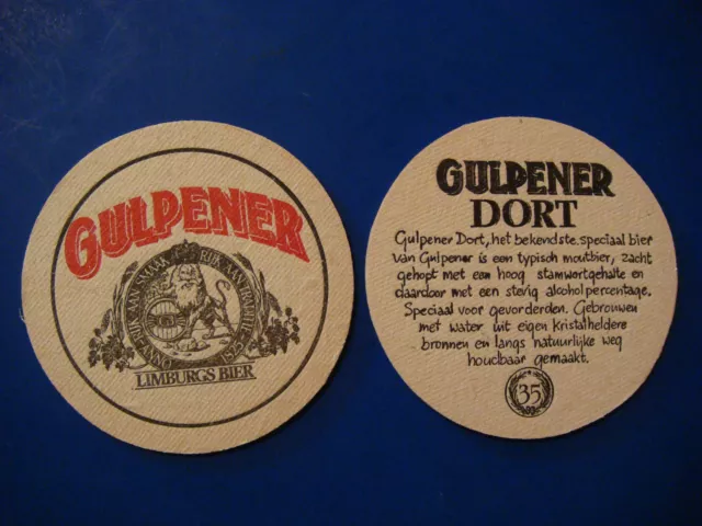 Vintage Beer Coaster ~ Gulpener Dort Limburgs Bier ~ Gulpen, Netherlands Brewery