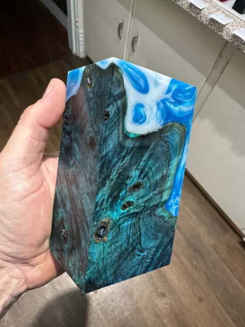 Stabilized and Mutli-dyed Buckeye Burl and Resin Hybrid Blank # 124