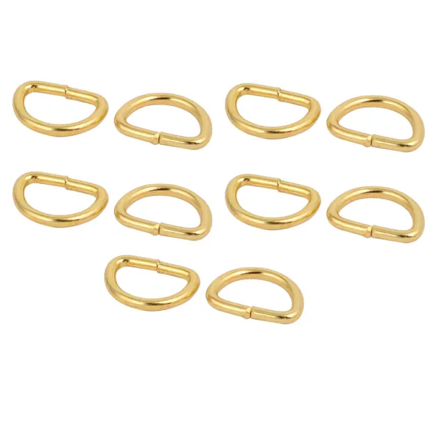 10mm Inner Width Iron Half Round Non Welded D Ring Gold Tone 10pcs