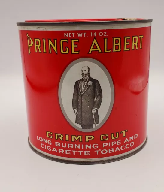 PRINCE ALBERT Smoking Tobacco Red Tin Canister w/lid 14oz EMPTY.