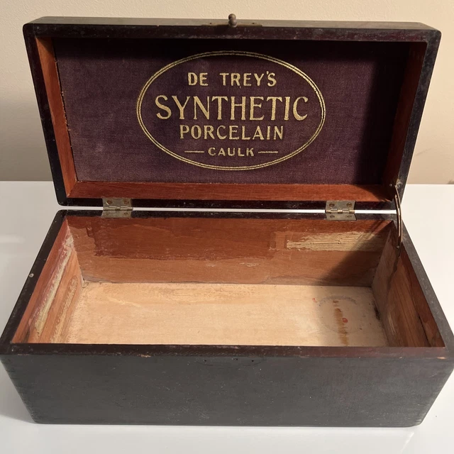 ANTIQUE De Trey’s Synthetic Porcelain Caulk Dentistry WOODEN BOX OLD Advertising