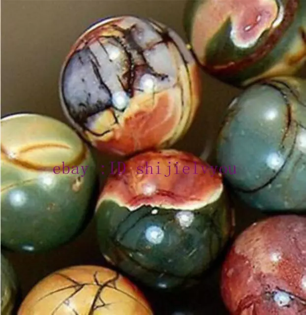 Natural 4/6/8/10/12/14mm Multicolor Picasso Jasper Gems Round Loose Beads 15''